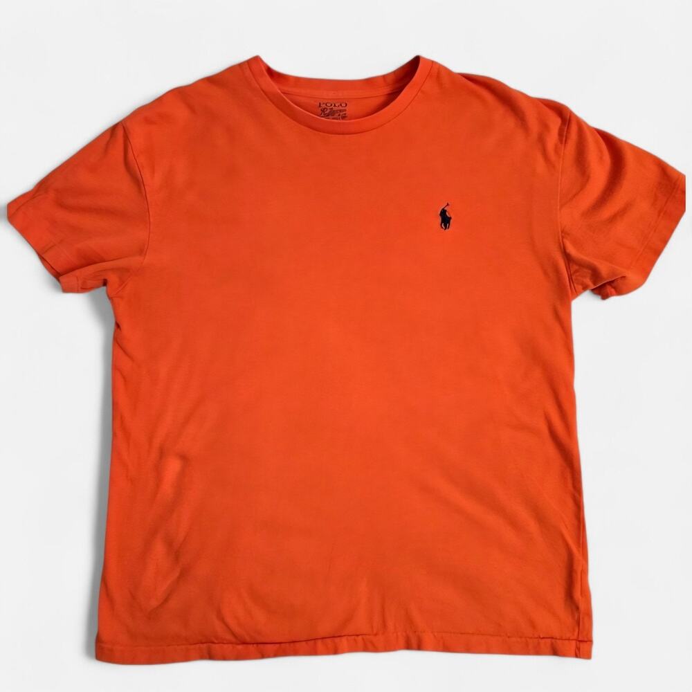 POLO‎ Ralph Lauren Bright Dopamine Orange Classic Preppy Cotton Crewneck Tee